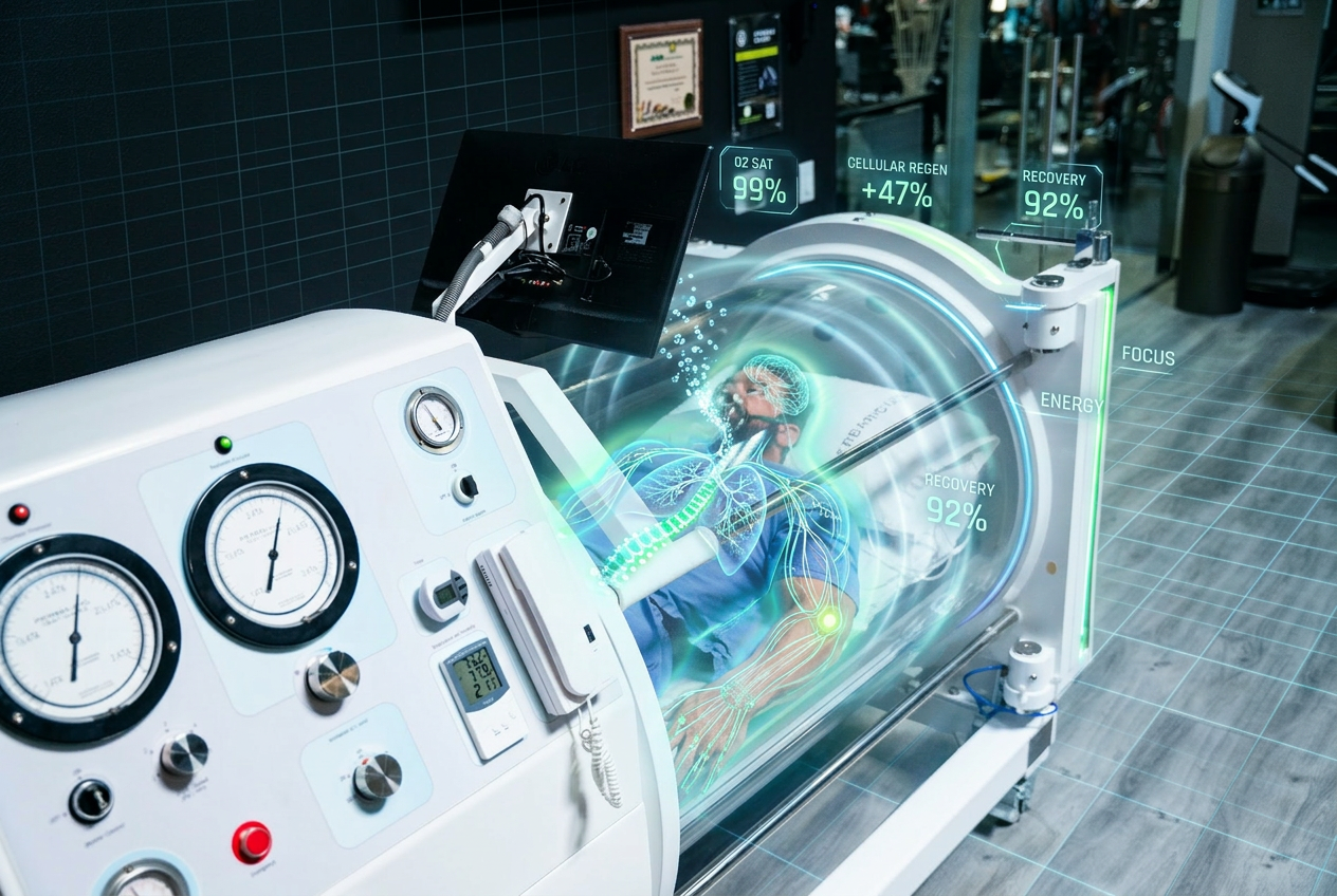 Visualization of oxygen delivery throughout the body during hyperbaric therapy